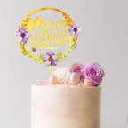1Pcs Metal Happy Birthday Cake Topper Artificial flowers Cake Toppers Happy Birthday Cake Topper Metal And Acrylic Cake Decoration With Pink Artificial Flower Cluster For DIY Baby Shower Birthday Party Decoration Baking Decor Stevvex