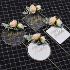 1Pcs Metal Happy Birthday Cake Topper Artificial flowers Cake Toppers Happy Birthday Cake Topper Metal And Acrylic Cake Decoration With Pink Artificial Flower Cluster For DIY Baby Shower Birthday Party Decoration Baking Decor Stevvex