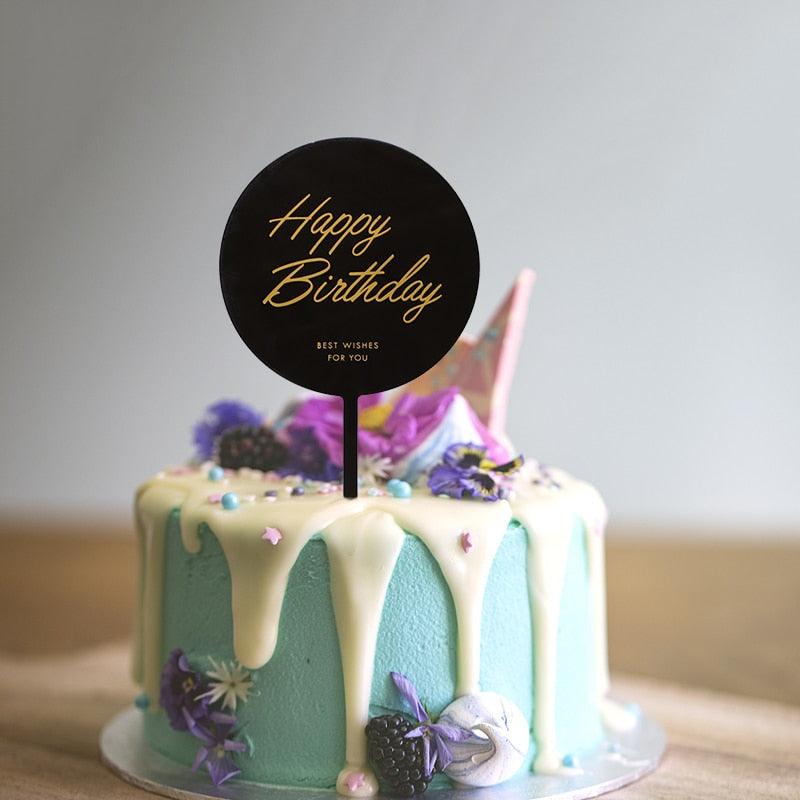 1Pcs Metal Happy Birthday Cake Topper Artificial flowers Cake Toppers Happy Birthday Cake Topper Metal And Acrylic Cake Decoration With Pink Artificial Flower Cluster For DIY Baby Shower Birthday Party Decoration Baking Decor Stevvex