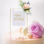1Pcs Metal Happy Birthday Cake Topper Artificial flowers Cake Toppers Happy Birthday Cake Topper Metal And Acrylic Cake Decoration With Pink Artificial Flower Cluster For DIY Baby Shower Birthday Party Decoration Baking Decor Stevvex