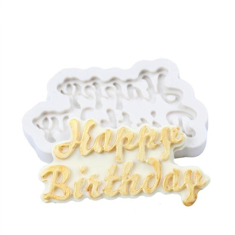 1Pcs Silicone 3D Happy Birthday Shaped Fondant Chocolate Molds Letter Chocolate Fondant Cake Decorating Tools Mould Happy Birthday Silicone Molds Letter Silicone Molds Happy Birthday Cake Molds Chocolate Mold Candy Fondant Mold Cake Decoration Stevvex