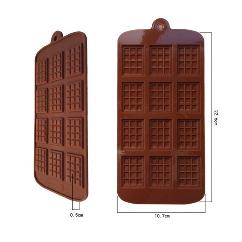 1PCS Silicone Mold 12 Cells Chocolate Mold Fondant Candy Bar Mould Cake Mode Decoration Kitchen Baking Accessories Silicone Break Apart Chocolate Molds Candy Protein Bar Silicone Mold Stevvex