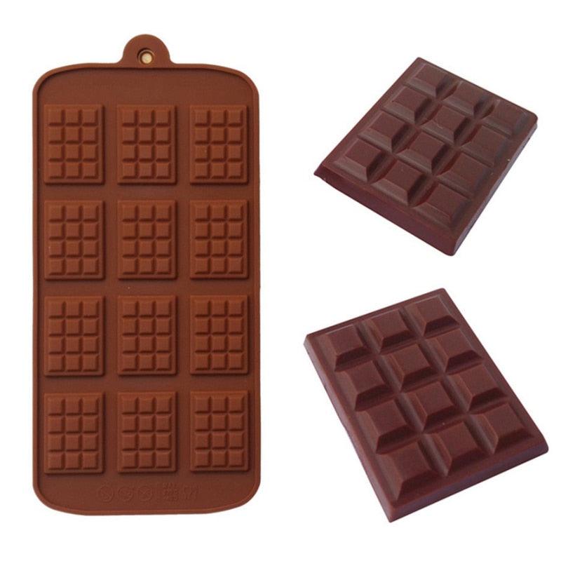 1PCS Silicone Mold 12 Cells Chocolate Mold Fondant Candy Bar Mould Cake Mode Decoration Kitchen Baking Accessories Silicone Break Apart Chocolate Molds Candy Protein Bar Silicone Mold Stevvex