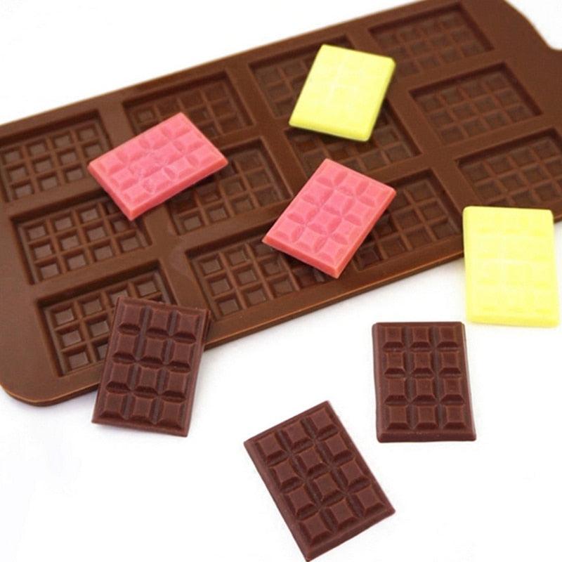 1PCS Silicone Mold 12 Cells Chocolate Mold Fondant Candy Bar Mould Cake Mode Decoration Kitchen Baking Accessories Silicone Break Apart Chocolate Molds Candy Protein Bar Silicone Mold Stevvex