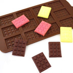1PCS Silicone Mold 12 Cells Chocolate Mold Fondant Candy Bar Mould Cake Mode Decoration Kitchen Baking Accessories Silicone Break Apart Chocolate Molds Candy Protein Bar Silicone Mold Stevvex