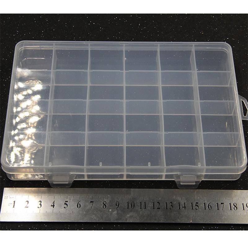 1pcs Square Transparent Plastic Storage Box Case 10/24 Slot Adjustable for Jewelry Beads Earring Case Organizer Plastic Pearl Container for Jewelry and Other Cosmetic Products Stevvex