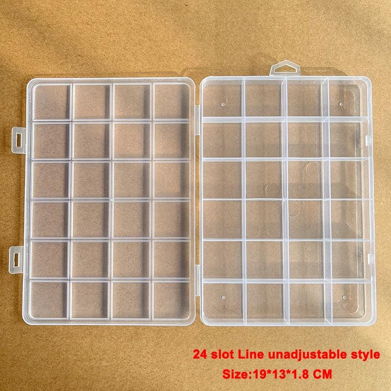 1pcs Square Transparent Plastic Storage Box Case 10/24 Slot Adjustable for Jewelry Beads Earring Case Organizer Plastic Pearl Container for Jewelry and Other Cosmetic Products Stevvex