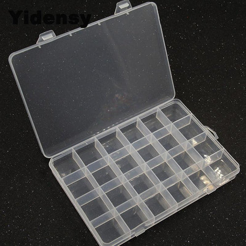 1pcs Square Transparent Plastic Storage Box Case 10/24 Slot Adjustable for Jewelry Beads Earring Case Organizer Plastic Pearl Container for Jewelry and Other Cosmetic Products Stevvex