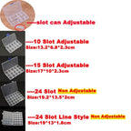 1pcs Square Transparent Plastic Storage Box Case 10/24 Slot Adjustable for Jewelry Beads Earring Case Organizer Plastic Pearl Container for Jewelry and Other Cosmetic Products Stevvex