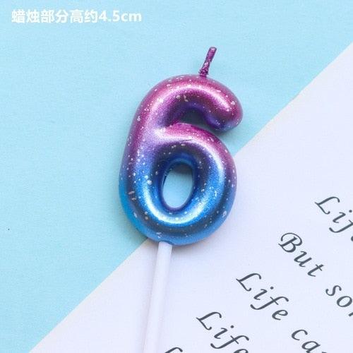 1pcs Starry Sky Candles Birthday Cake Decoration Gradient Party Cake Decor Candles Happy Birthday Number Candles for Cake Topper Decoration for Party Stevvex