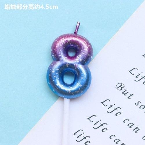 1pcs Starry Sky Candles Birthday Cake Decoration Gradient Party Cake Decor Candles Happy Birthday Number Candles for Cake Topper Decoration for Party Stevvex