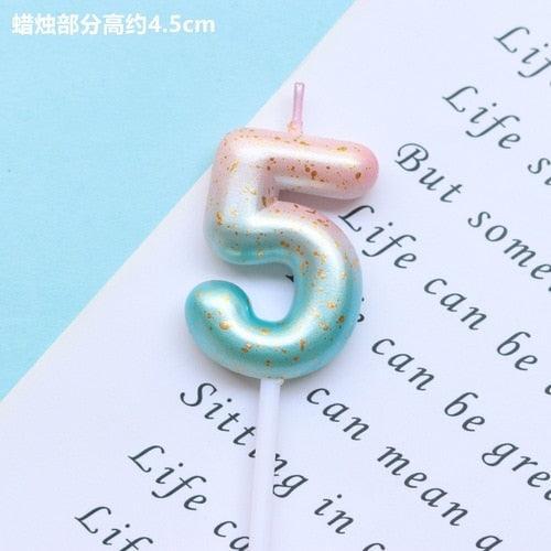 1pcs Starry Sky Candles Birthday Cake Decoration Gradient Party Cake Decor Candles Happy Birthday Number Candles for Cake Topper Decoration for Party Stevvex