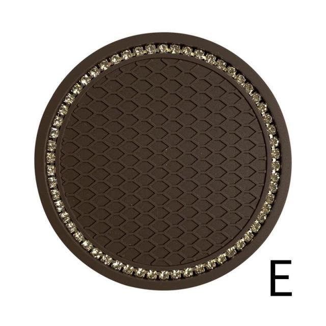 1PCS Universal 7cm Car Style Coasters Pad Pink Cup Holder Mat Rhinestone Waterproof Anti Slip Vehicle Bling Car Coasters Pink PVC Travel Auto Cup Holder Insert Coaster Anti Slip Crystal Vehicle Interior Accessories Cup Mats For Women Girl Stevvex