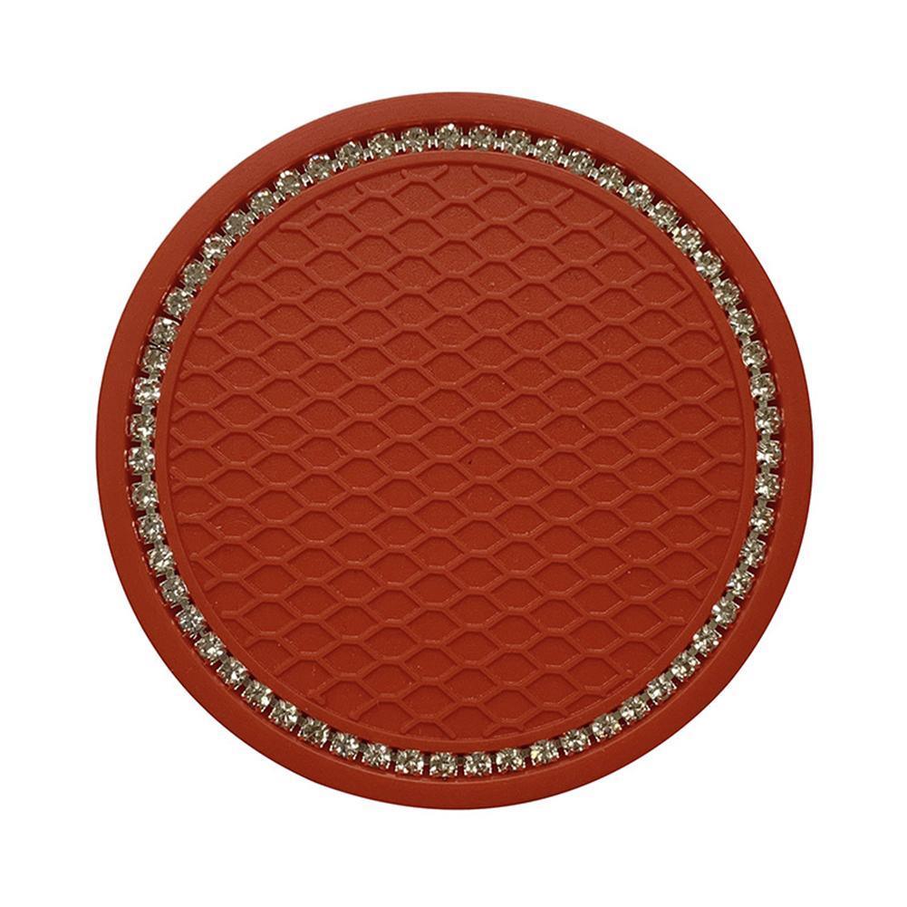 1PCS Universal 7cm Car Style Coasters Pad Pink Cup Holder Mat Rhinestone Waterproof Anti Slip Vehicle Bling Car Coasters Pink PVC Travel Auto Cup Holder Insert Coaster Anti Slip Crystal Vehicle Interior Accessories Cup Mats For Women Girl Stevvex
