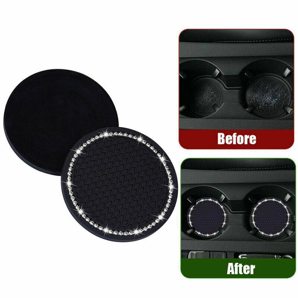 1PCS Universal 7cm Car Style Coasters Pad Pink Cup Holder Mat Rhinestone Waterproof Anti Slip Vehicle Bling Car Coasters Pink PVC Travel Auto Cup Holder Insert Coaster Anti Slip Crystal Vehicle Interior Accessories Cup Mats For Women Girl Stevvex