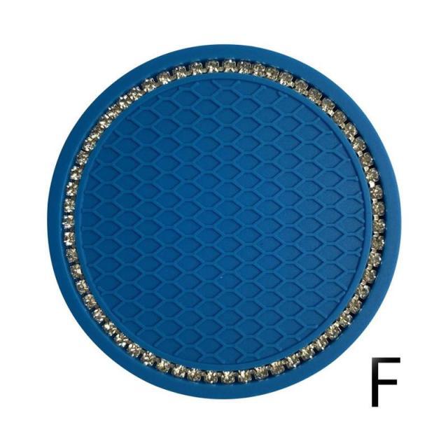 1PCS Universal 7cm Car Style Coasters Pad Pink Cup Holder Mat Rhinestone Waterproof Anti Slip Vehicle Bling Car Coasters Pink PVC Travel Auto Cup Holder Insert Coaster Anti Slip Crystal Vehicle Interior Accessories Cup Mats For Women Girl Stevvex