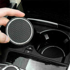 1PCS Universal 7cm Car Style Coasters Pad Pink Cup Holder Mat Rhinestone Waterproof Anti Slip Vehicle Bling Car Coasters Pink PVC Travel Auto Cup Holder Insert Coaster Anti Slip Crystal Vehicle Interior Accessories Cup Mats For Women Girl Stevvex