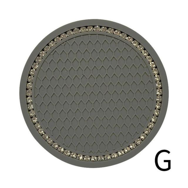 1PCS Universal 7cm Car Style Coasters Pad Pink Cup Holder Mat Rhinestone Waterproof Anti Slip Vehicle Bling Car Coasters Pink PVC Travel Auto Cup Holder Insert Coaster Anti Slip Crystal Vehicle Interior Accessories Cup Mats For Women Girl Stevvex