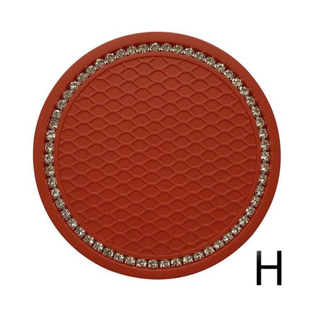 1PCS Universal 7cm Car Style Coasters Pad Pink Cup Holder Mat Rhinestone Waterproof Anti Slip Vehicle Bling Car Coasters Pink PVC Travel Auto Cup Holder Insert Coaster Anti Slip Crystal Vehicle Interior Accessories Cup Mats For Women Girl Stevvex