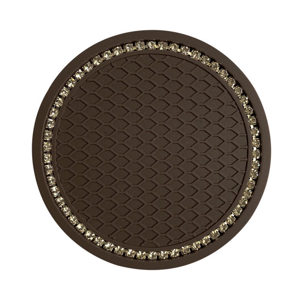 1PCS Universal 7cm Car Style Coasters Pad Pink Cup Holder Mat Rhinestone Waterproof Anti Slip Vehicle Bling Car Coasters Pink PVC Travel Auto Cup Holder Insert Coaster Anti Slip Crystal Vehicle Interior Accessories Cup Mats For Women Girl Stevvex