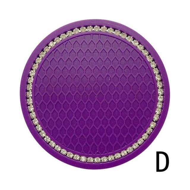 1PCS Universal 7cm Car Style Coasters Pad Pink Cup Holder Mat Rhinestone Waterproof Anti Slip Vehicle Bling Car Coasters Pink PVC Travel Auto Cup Holder Insert Coaster Anti Slip Crystal Vehicle Interior Accessories Cup Mats For Women Girl Stevvex