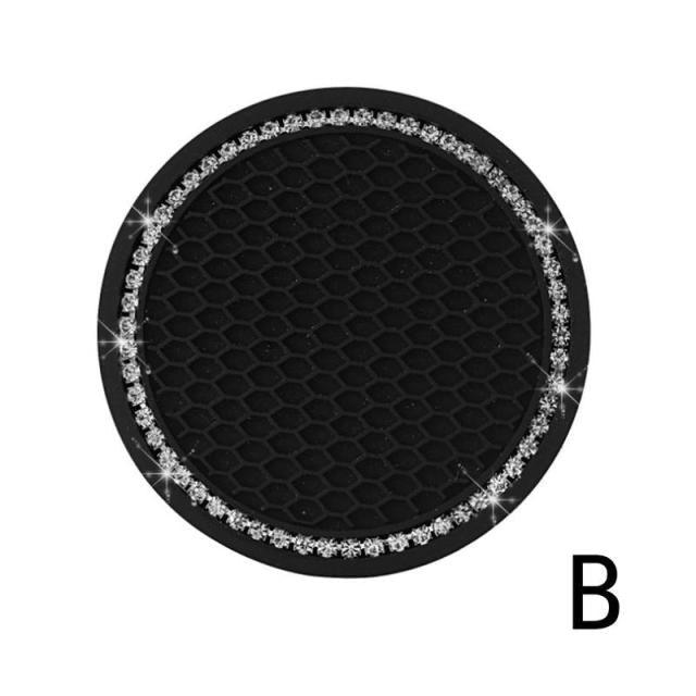 1PCS Universal 7cm Car Style Coasters Pad Pink Cup Holder Mat Rhinestone Waterproof Anti Slip Vehicle Bling Car Coasters Pink PVC Travel Auto Cup Holder Insert Coaster Anti Slip Crystal Vehicle Interior Accessories Cup Mats For Women Girl Stevvex
