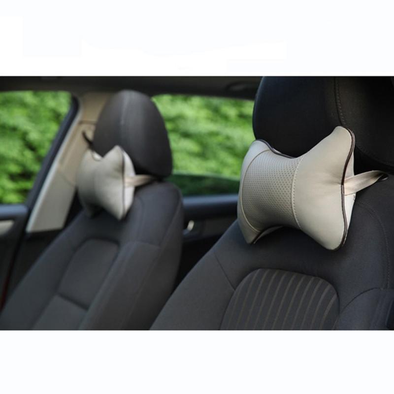 1pcs Universal Car Neck Pillows PVC Leather Breathable Mesh Auto Car Neck Rest Headrest Cushion  Headrest Pillow Pillow Neck Pillows Both Side Pu Leather Pack Headrest Fit for Most Cars Filled Fiber Universal Car Pillow Car Interior Accessories Stevvex