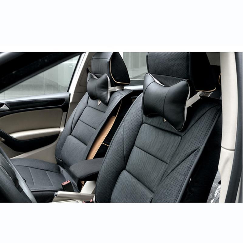 1pcs Universal Car Neck Pillows PVC Leather Breathable Mesh Auto Car Neck Rest Headrest Cushion  Headrest Pillow Pillow Neck Pillows Both Side Pu Leather Pack Headrest Fit for Most Cars Filled Fiber Universal Car Pillow Car Interior Accessories Stevvex