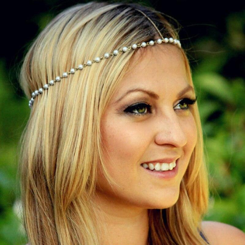 1pcs Vintage Faux Crystal Pearl Tiara Drop Bridal Headband Wedding Hair Accessories Crown Hair Band for Bride and Bridesmaids Stevvex