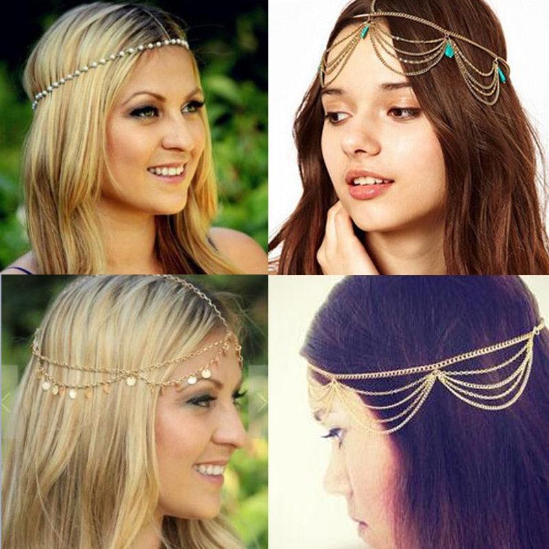 1pcs Vintage Faux Crystal Pearl Tiara Drop Bridal Headband Wedding Hair Accessories Crown Hair Band for Bride and Bridesmaids Stevvex