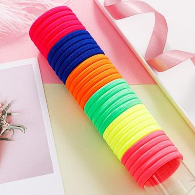 1Set 4cm Girls Cute Colorful Elastic Hair Bands Children Lovely Ponytail Holder Scrunchies Hair Ties Headbands Fashion Hairgrips Accessories For Party Stevvex