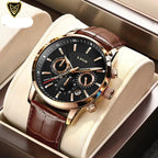 Mens Watches LIGE Top Brand Luxury Leather Casual Quartz