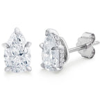 2.0cttw Pear Moissanite Stud Earrings 925 Sterling Silver VVS D Color BandsCo Straps