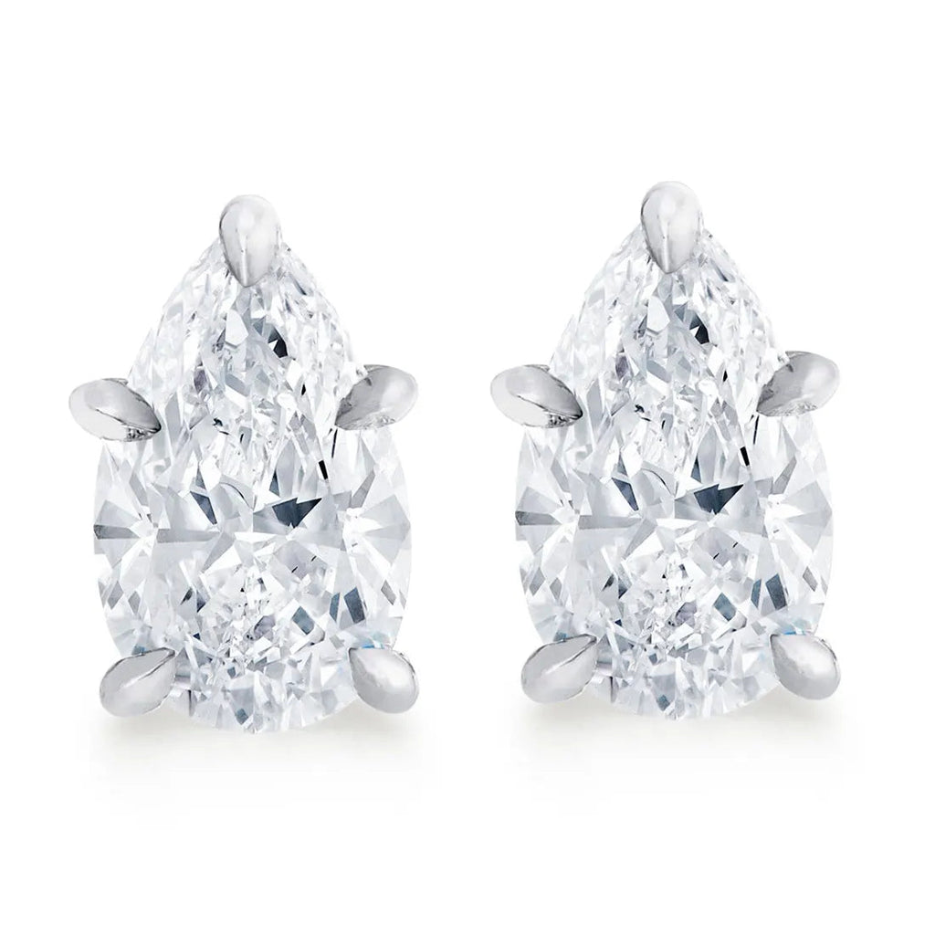 2.0cttw Pear Moissanite Stud Earrings 925 Sterling Silver VVS D Color BandsCo Straps