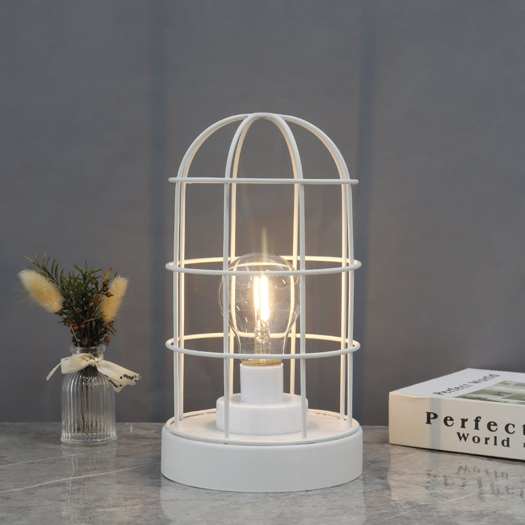 9.5"H Decorative Table Lamp Metal Cage Cordless Lamps Lootquake LLC