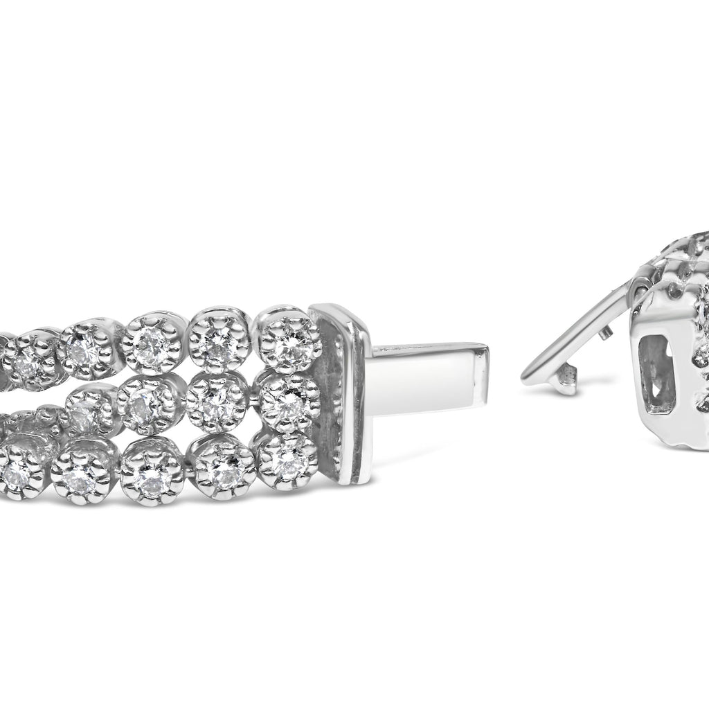 18K White Gold 5.00 Cttw Natural Diamond 3 Row Link Tennis Bracelet (G-H Color, VS1-VS2 Clarity) - 7.25" Inches Lootquake LLC