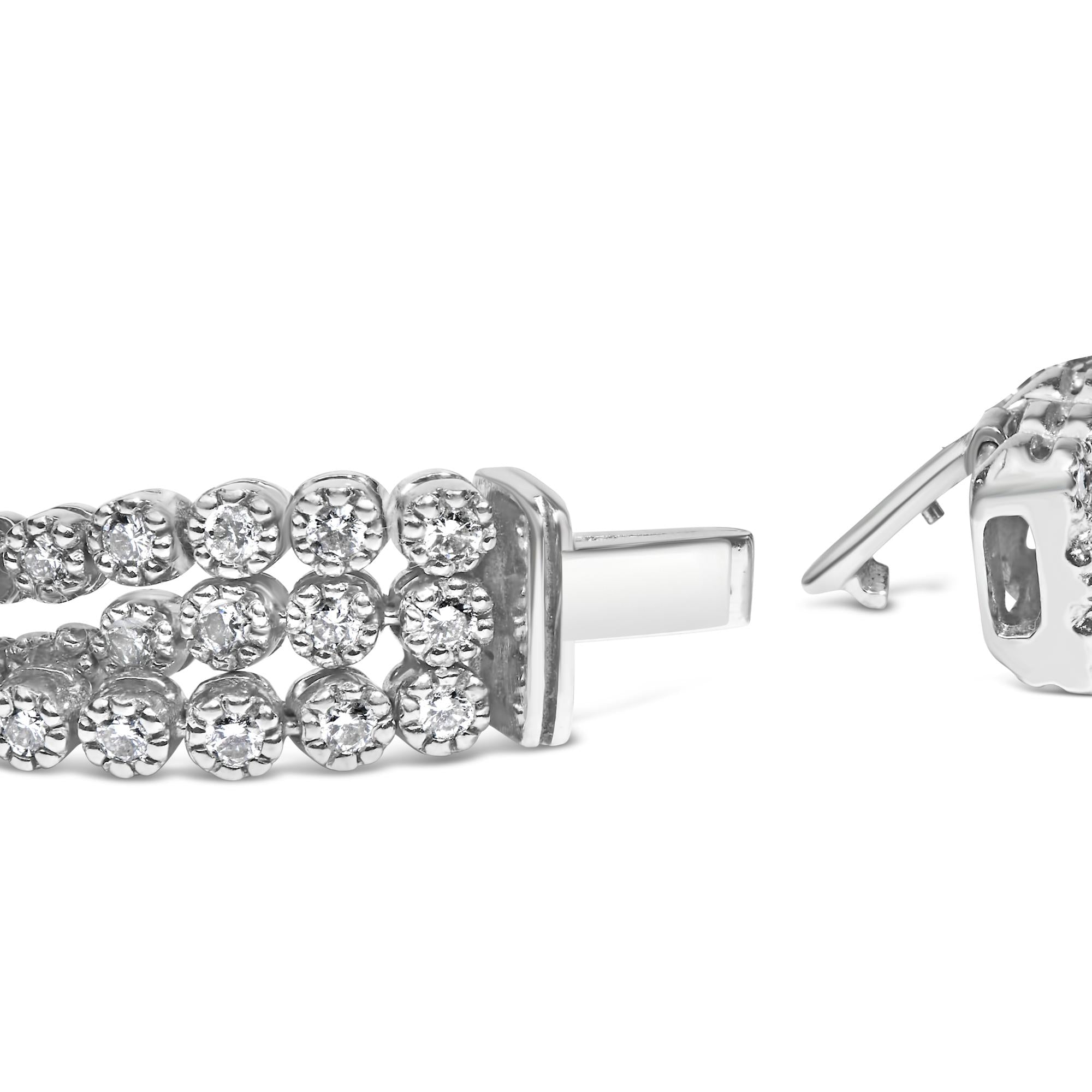 18K White Gold 5.00 Cttw Natural Diamond 3 Row Link Tennis Bracelet (G-H Color, VS1-VS2 Clarity) - 7.25" Inches Lootquake LLC