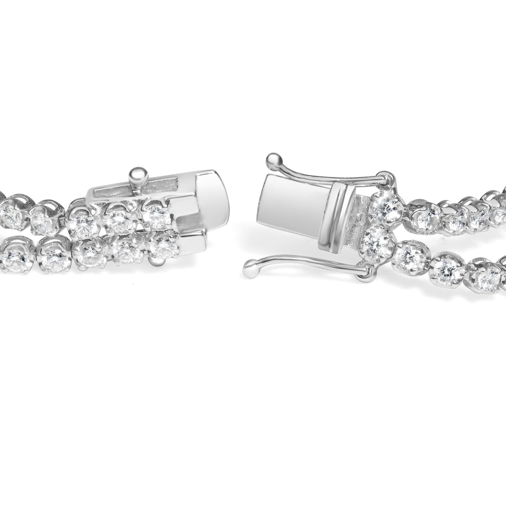 18K White Gold 5 3/5 Cttw Natural Diamond Double Row Link Tennis Bracelet (G-H Color, VS1-VS2 Clarity) - 7" Inches Lootquake LLC