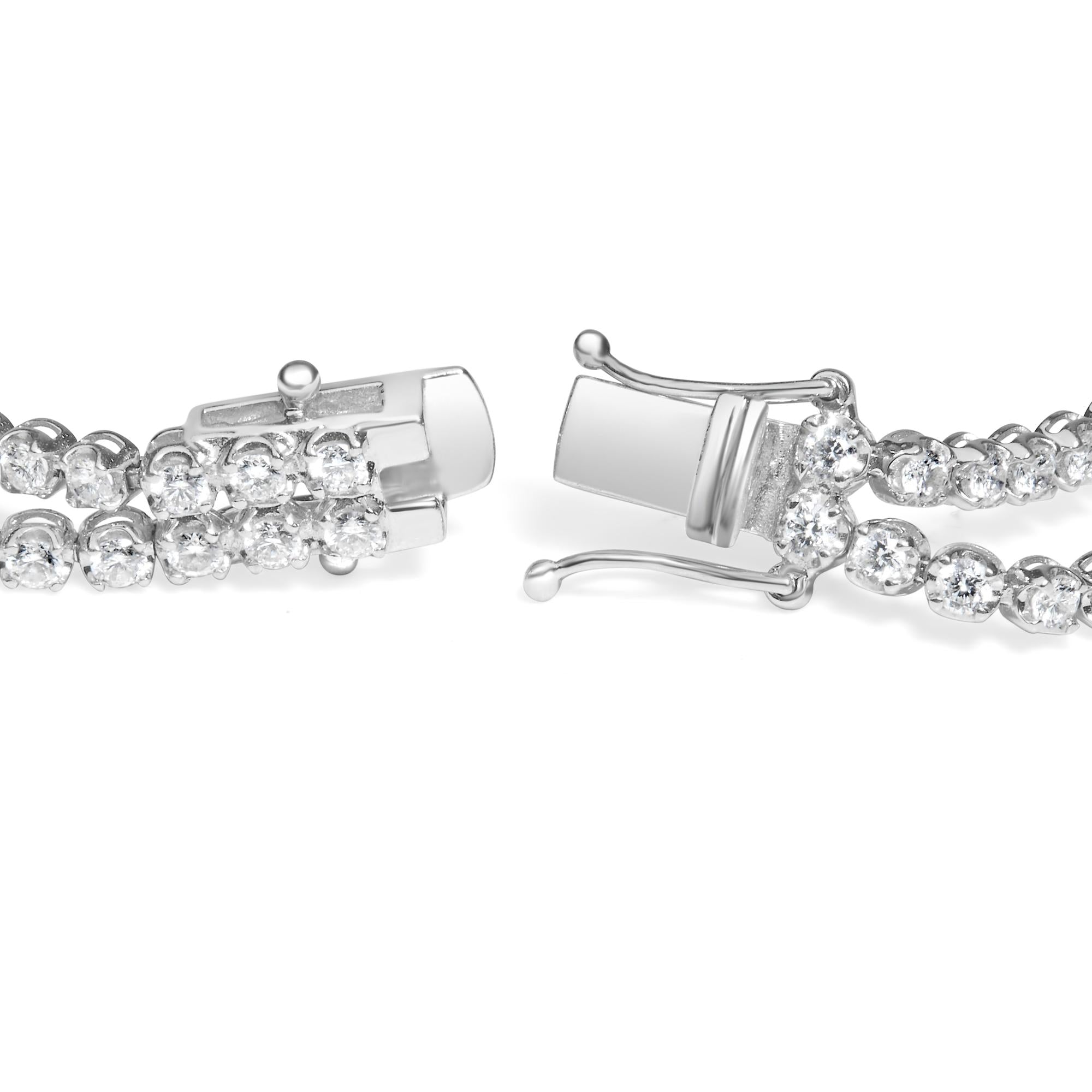 18K White Gold 5 3/5 Cttw Natural Diamond Double Row Link Tennis Bracelet (G-H Color, VS1-VS2 Clarity) - 7" Inches Lootquake LLC