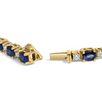 18K Yellow Gold 3/4 Cttw Diamond and 5 1/3 Cttw Oval Blue Sapphire Alternating Link Bracelet (G-H Color, VS1-VS2 Clarity)  - 7.25" Inches Lootquake LLC