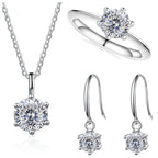 2.5ct Solitaire Moissanite 925 Sterling Silver Necklace Earrings Ring Set BandsCo Straps