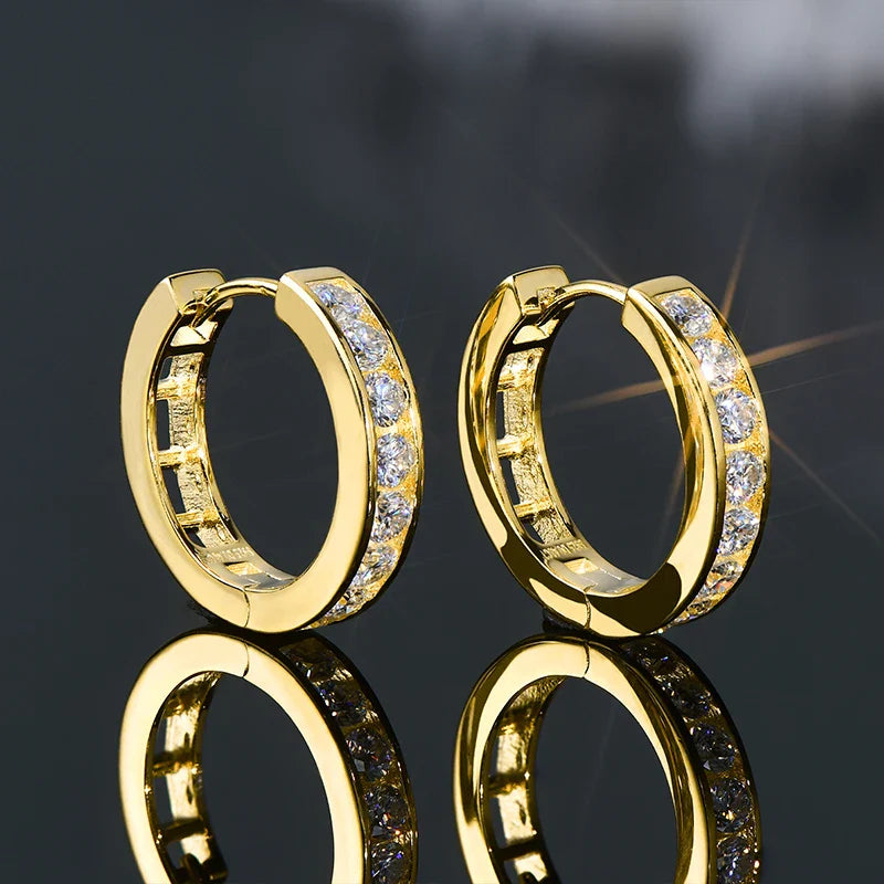 2.5mm Moissanite Hoop Huggie Earrings 925 Sterling Silver Unisex Certified Pair BandsCo Straps