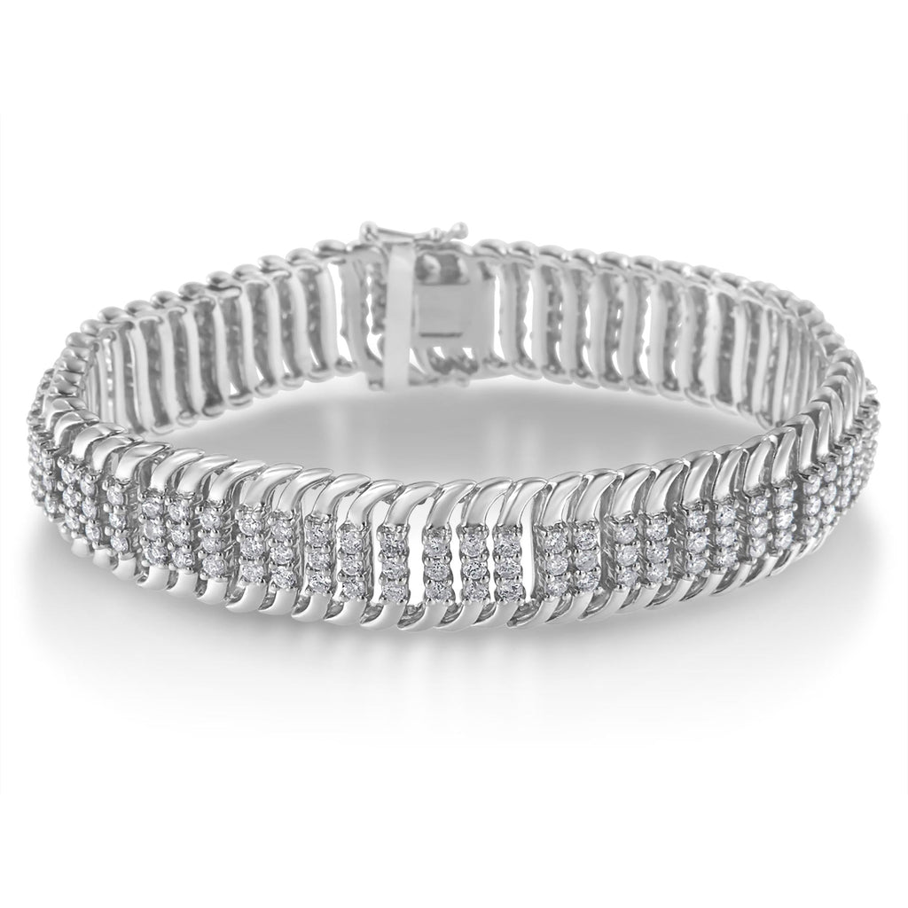 14K White Gold 5.0 Cttw Round Brilliant Cut Diamond 7" S Wave Serpentine Tennis Bracelet (H-I Color, I1-I2 Clarity) Lootquake LLC