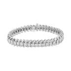 14K White Gold 5.0 Cttw Princess Cut Diamond 7" Invisible Set Wavy S-Link Tennis Bracelet (G-H Color, SI1-SI2 Clarity) Lootquake LLC