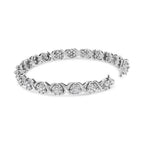 14K White Gold 6-1/3 Cttw Round Brilliant-Cut Diamond Round Cluster & X-Link 7" Tennis Bracelet (I-J Color, SI2-I1 Clarity) Lootquake LLC