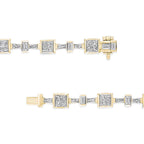 14K Yellow Gold 6 3/4 Cttw Princess and Baguette-Cut Diamond Tennis Bracelet (H-I Color, VS2-SI1 Clarity) - Size 7 Lootquake LLC