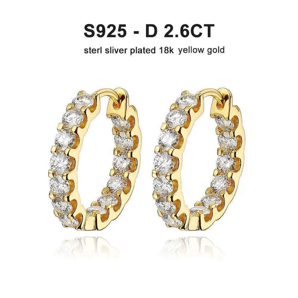 2.6Ct D Color Moissanite 925 Sterling Silver White Gold Plated Hoop Earrings For Women Wedding BandsCo Straps