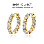 2.6Ct D Color Moissanite 925 Sterling Silver White Gold Plated Hoop Earrings For Women Wedding BandsCo Straps