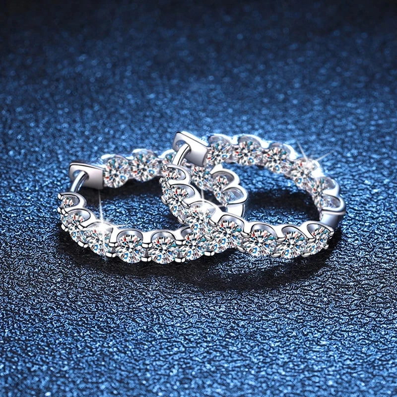 2.6ct D Color Moissanite Hoop Earrings 925 Sterling Silver 18k Gold Plated BandsCo Straps