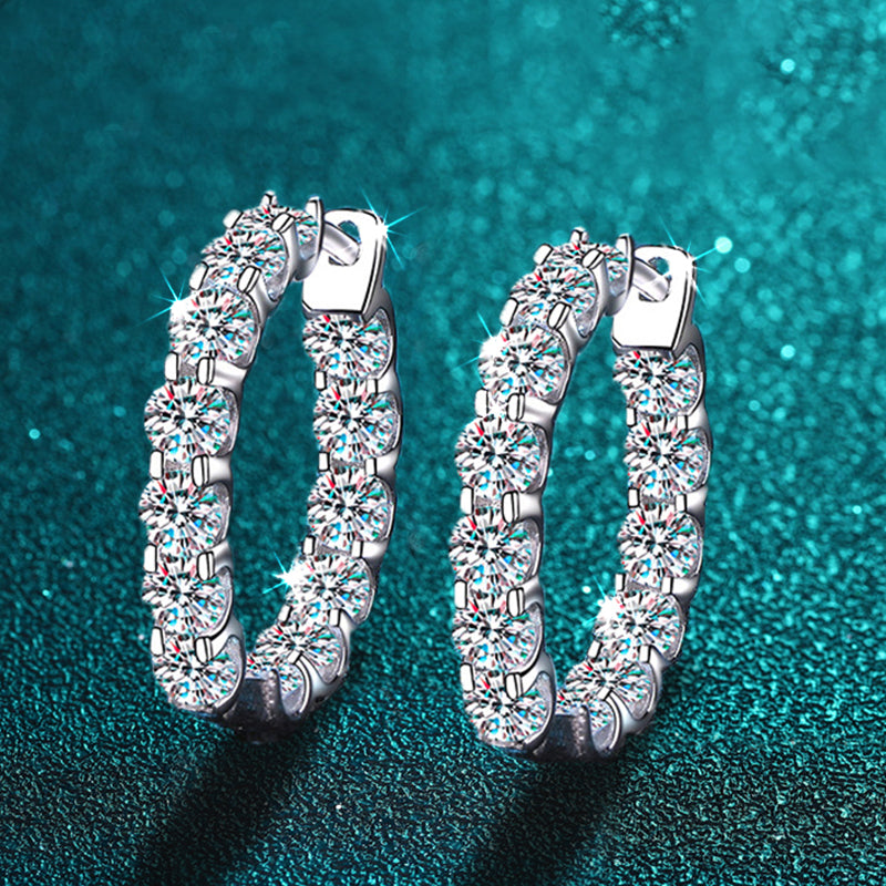 2.6ct D Color Moissanite Hoop Earrings 925 Sterling Silver 18k Gold Plated BandsCo Straps
